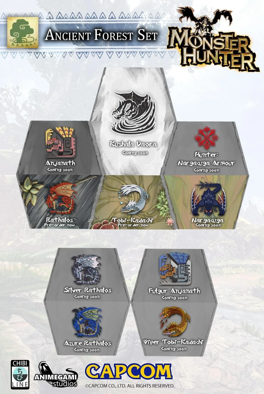 Monster Hunter World - Fuwafuwa Quinna - Hunter - Ancient Forest - Chibi Line - Nargacuga Alpha+ (Animegami Studios)