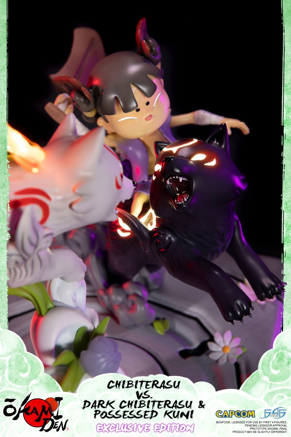Ookamiden: Chiisaki Taiyou - Chibiterasu - Dark Chibiterasu - Kuninushi - Chibiterasu vs. Dark Chibiterasu & Possessed Kuni (Exclusive Edition) (First 4 Figures) photo 2
