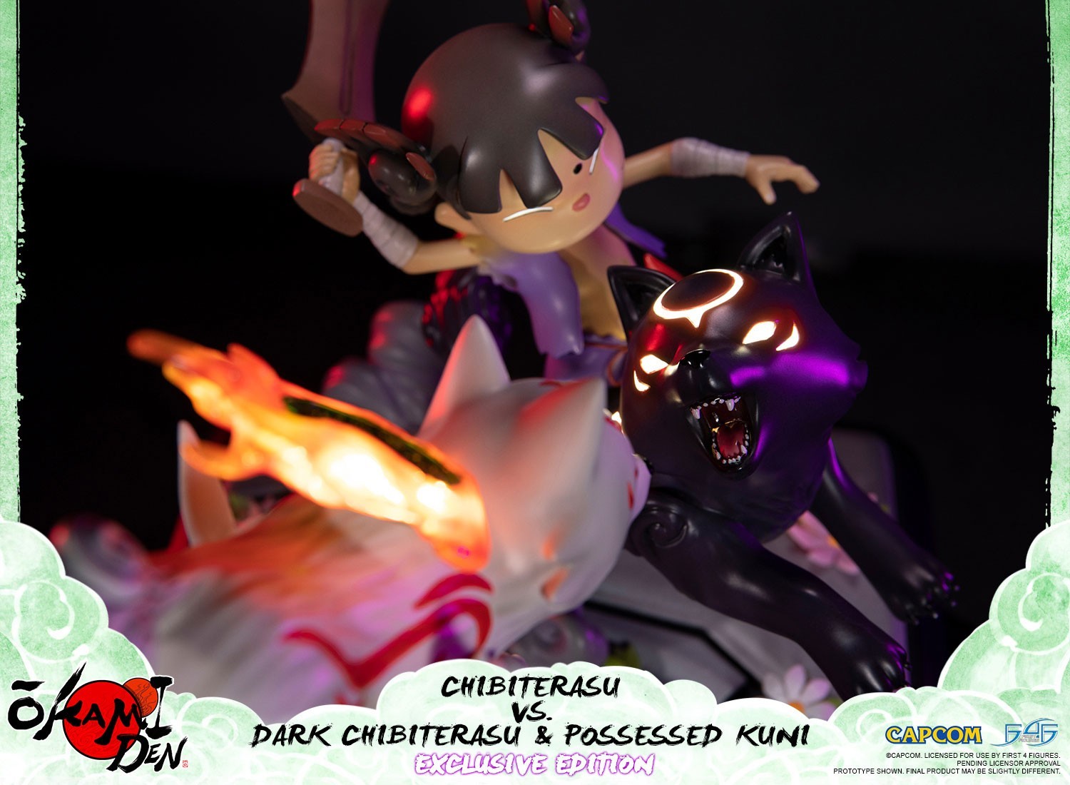 Ookamiden: Chiisaki Taiyou - Chibiterasu - Dark Chibiterasu - Kuninushi - Chibiterasu vs. Dark Chibiterasu & Possessed Kuni (Exclusive Edition) (First 4 Figures) photo 3