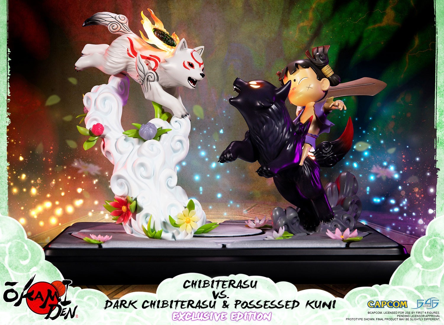 Ookamiden: Chiisaki Taiyou - Chibiterasu - Dark Chibiterasu - Kuninushi - Chibiterasu vs. Dark Chibiterasu & Possessed Kuni (Exclusive Edition) (First 4 Figures) photo 5