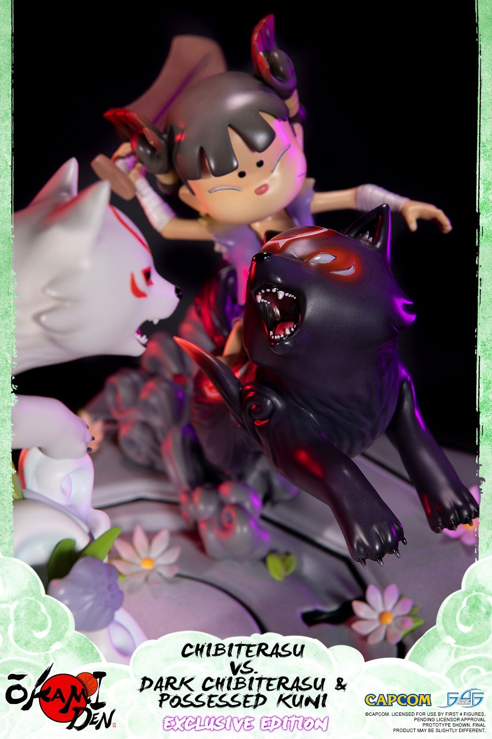 Ookamiden: Chiisaki Taiyou - Chibiterasu - Dark Chibiterasu - Kuninushi - Chibiterasu vs. Dark Chibiterasu & Possessed Kuni (Exclusive Edition) (First 4 Figures) photo 6