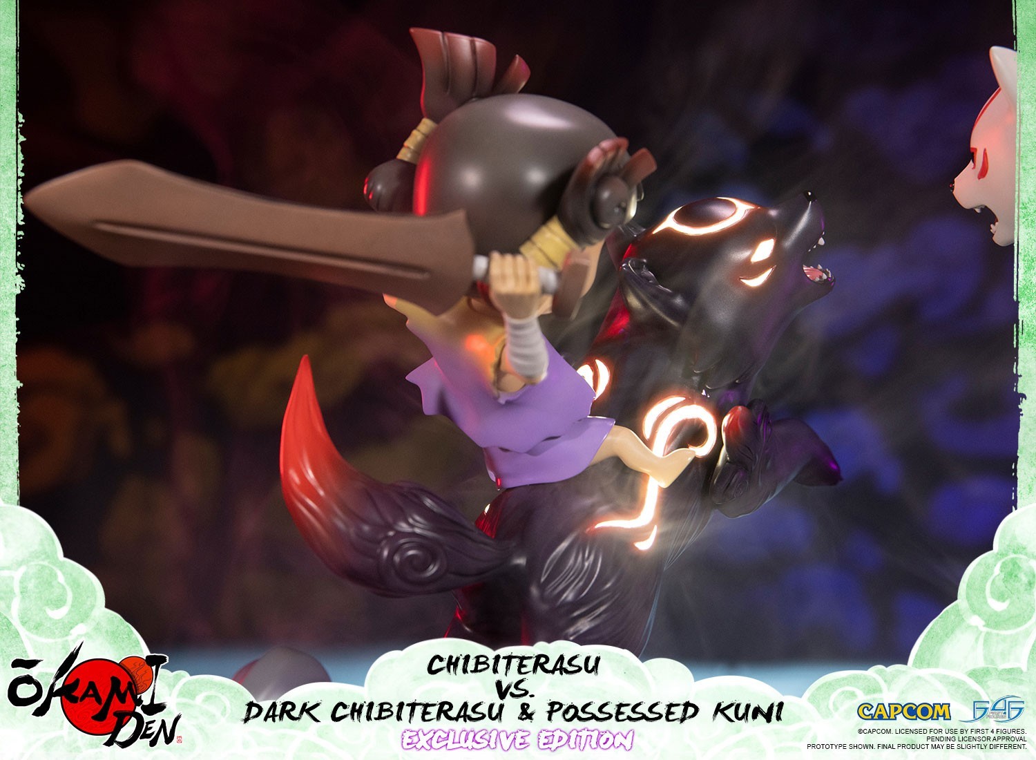 Ookamiden: Chiisaki Taiyou - Chibiterasu - Dark Chibiterasu - Kuninushi - Chibiterasu vs. Dark Chibiterasu & Possessed Kuni (Exclusive Edition) (First 4 Figures) photo 7