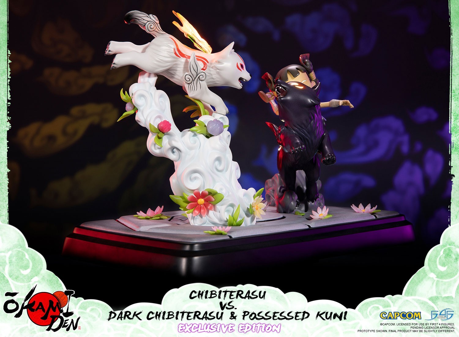 Ookamiden: Chiisaki Taiyou - Chibiterasu - Dark Chibiterasu - Kuninushi - Chibiterasu vs. Dark Chibiterasu & Possessed Kuni (Exclusive Edition) (First 4 Figures) photo 12