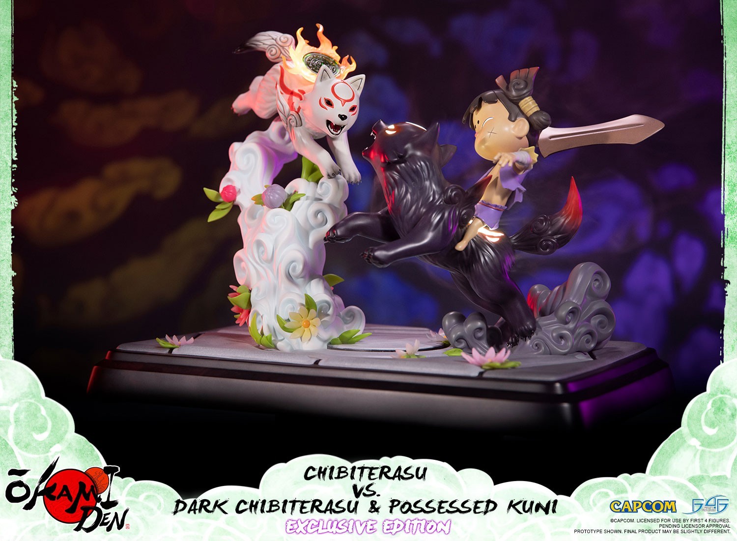 Ookamiden: Chiisaki Taiyou - Chibiterasu - Dark Chibiterasu - Kuninushi - Chibiterasu vs. Dark Chibiterasu & Possessed Kuni (Exclusive Edition) (First 4 Figures) photo 17