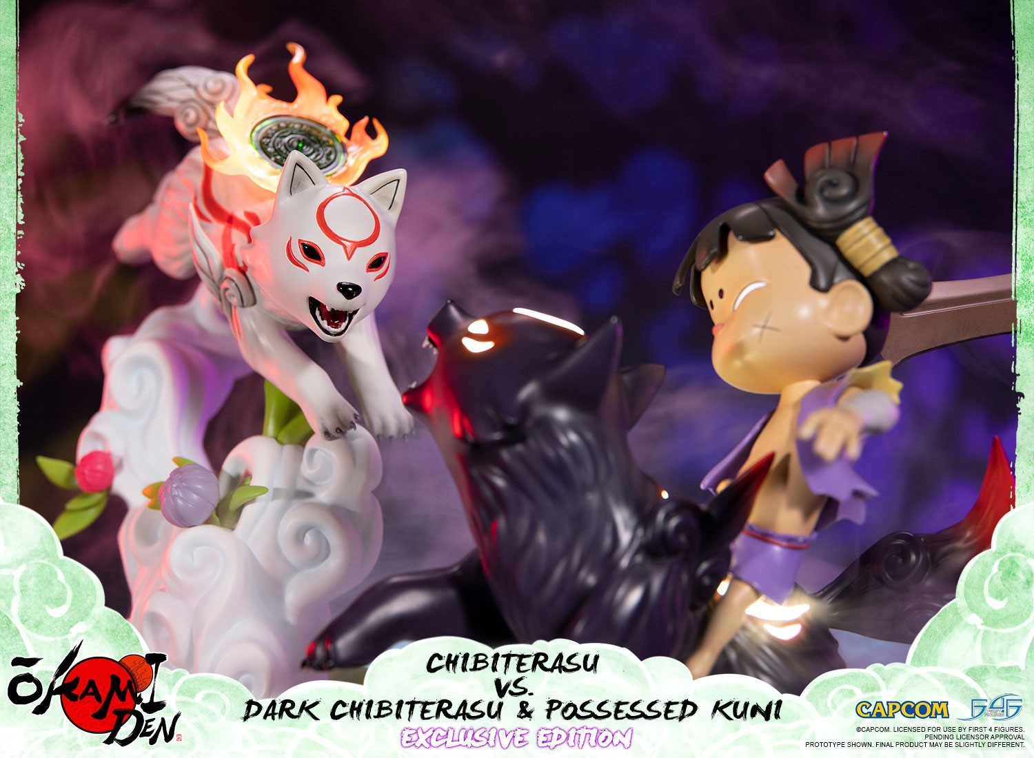 Ookamiden: Chiisaki Taiyou - Chibiterasu - Dark Chibiterasu - Kuninushi - Chibiterasu vs. Dark Chibiterasu & Possessed Kuni (Exclusive Edition) (First 4 Figures) photo 24