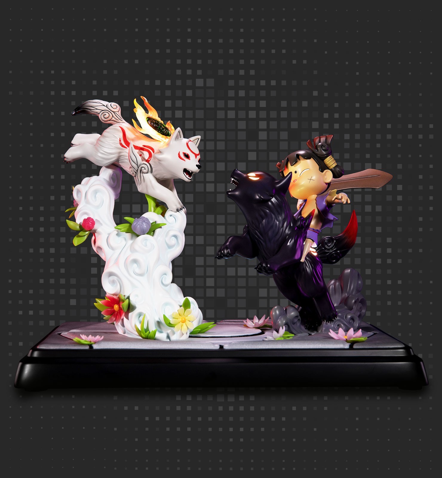 Ookamiden: Chiisaki Taiyou - Chibiterasu - Dark Chibiterasu - Kuninushi - Chibiterasu vs. Dark Chibiterasu & Possessed Kuni (Exclusive Edition) (First 4 Figures) photo 26