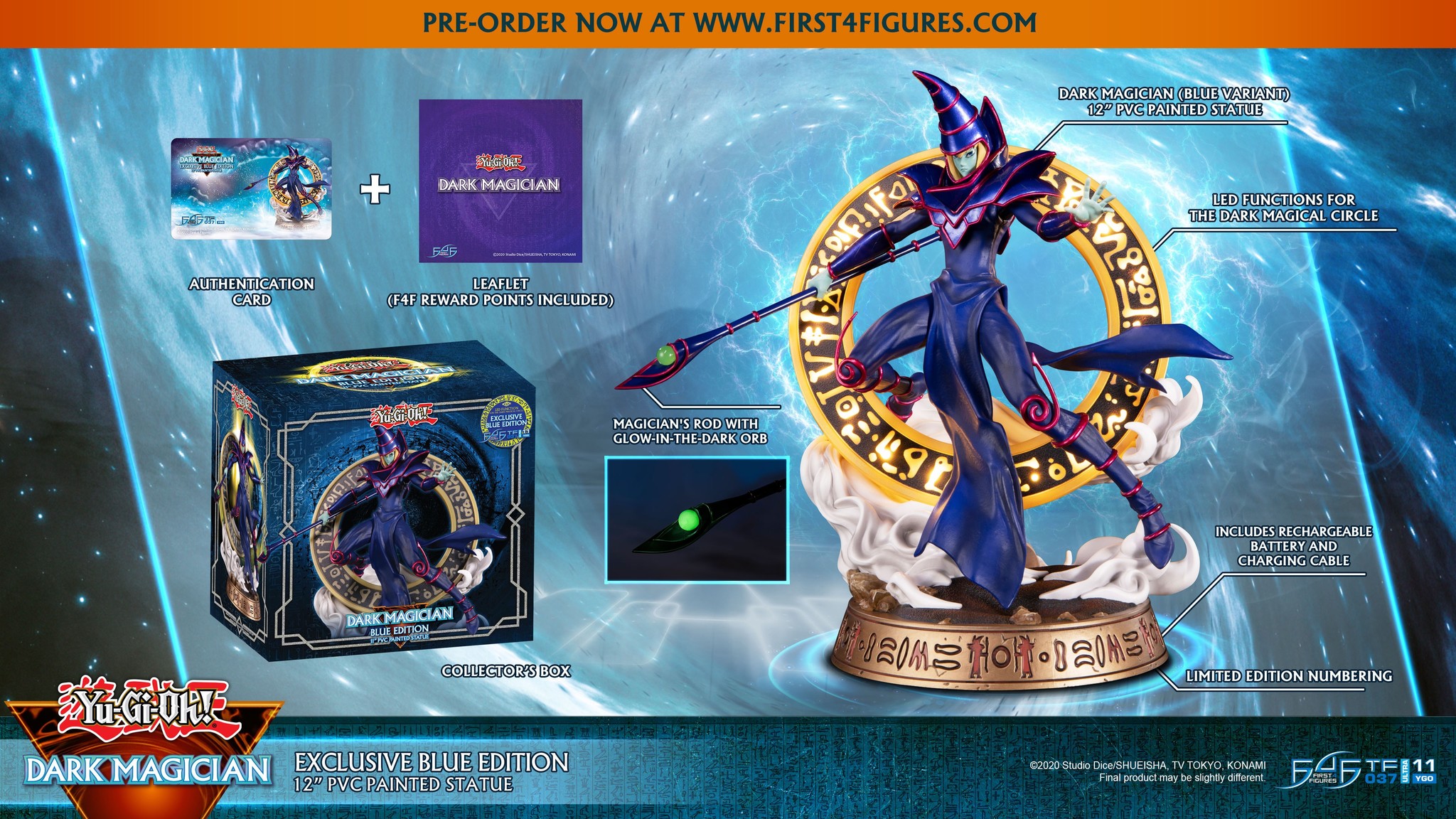 Yu-Gi-Oh! Duel Monsters - Black Magician - (EXCLUSIVE BLUE EDITION) (First 4 Figures, Konami)