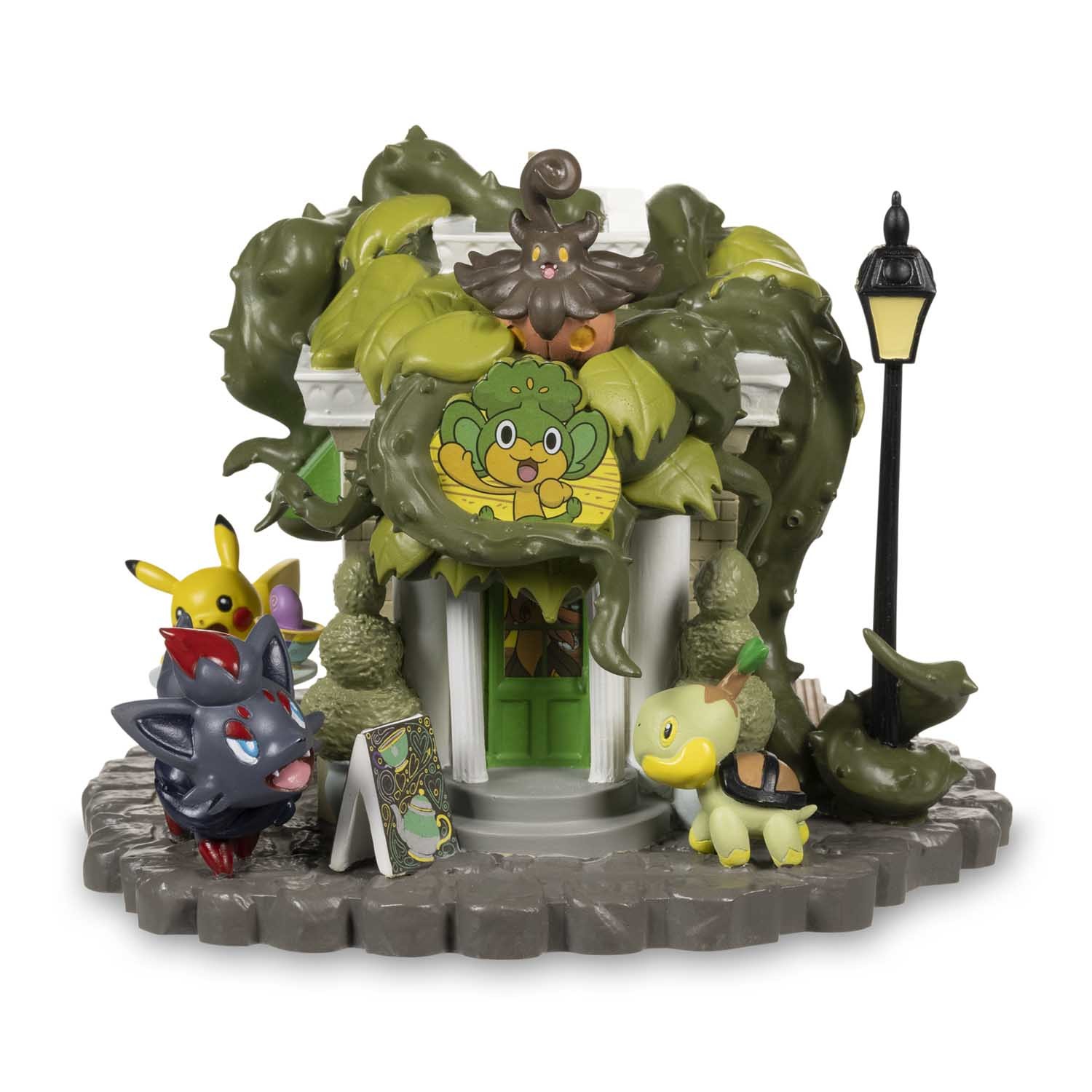 Pocket Monsters - Bakeccha - Choroneko - Fokko - Gothimiru - Naetle - Numera - Pikachu - Potdeath - Pumpjin - Yabacha - Yanappu - Zorua - Haunted Pokémon Village - Pansage Creeping Vines Tea Shop (PokémonCenter.com, The Pokémon Company International)