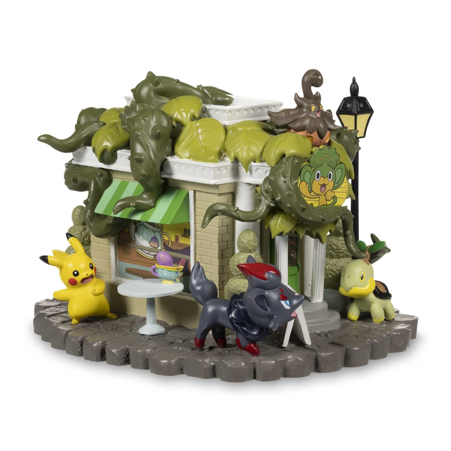 Pocket Monsters - Bakeccha - Choroneko - Fokko - Gothimiru - Naetle - Numera - Pikachu - Potdeath - Pumpjin - Yabacha - Yanappu - Zorua - Haunted Pokémon Village - Pansage Creeping Vines Tea Shop (PokémonCenter.com, The Pokémon Company International)