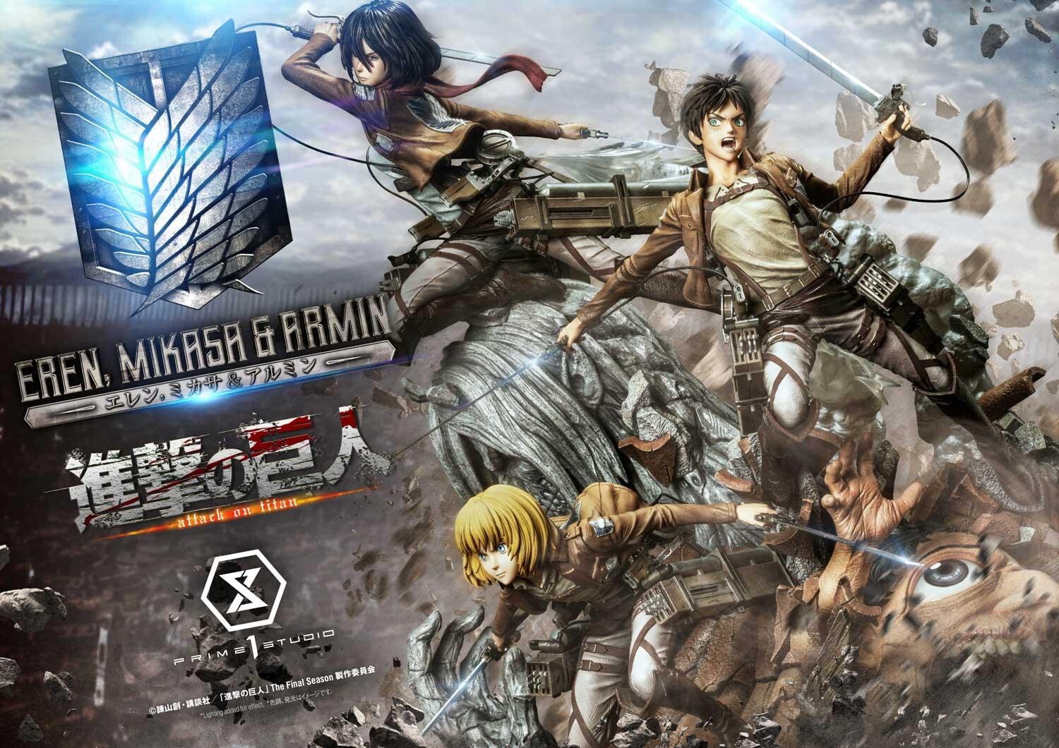 Shingeki no Kyojin - Armin Arlert - Eren Yeager - Mikasa Ackerman - Ultimate Premium Masterline (UPMAOT-01) - 1/4 (Prime 1 Studio) photo 49