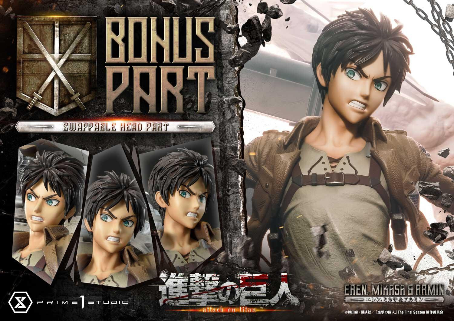Shingeki no Kyojin - Armin Arlert - Eren Yeager - Mikasa Ackerman - Ultimate Premium Masterline  (UPMAOT-01DXS) - 1/4 - DX Bonus Version (Prime 1 Studio) photo 21
