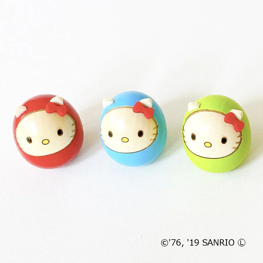 Sanrio Characters - Hello Kitty - Daruma - Yellow Green (Usaburo Kokeshi) photo 3