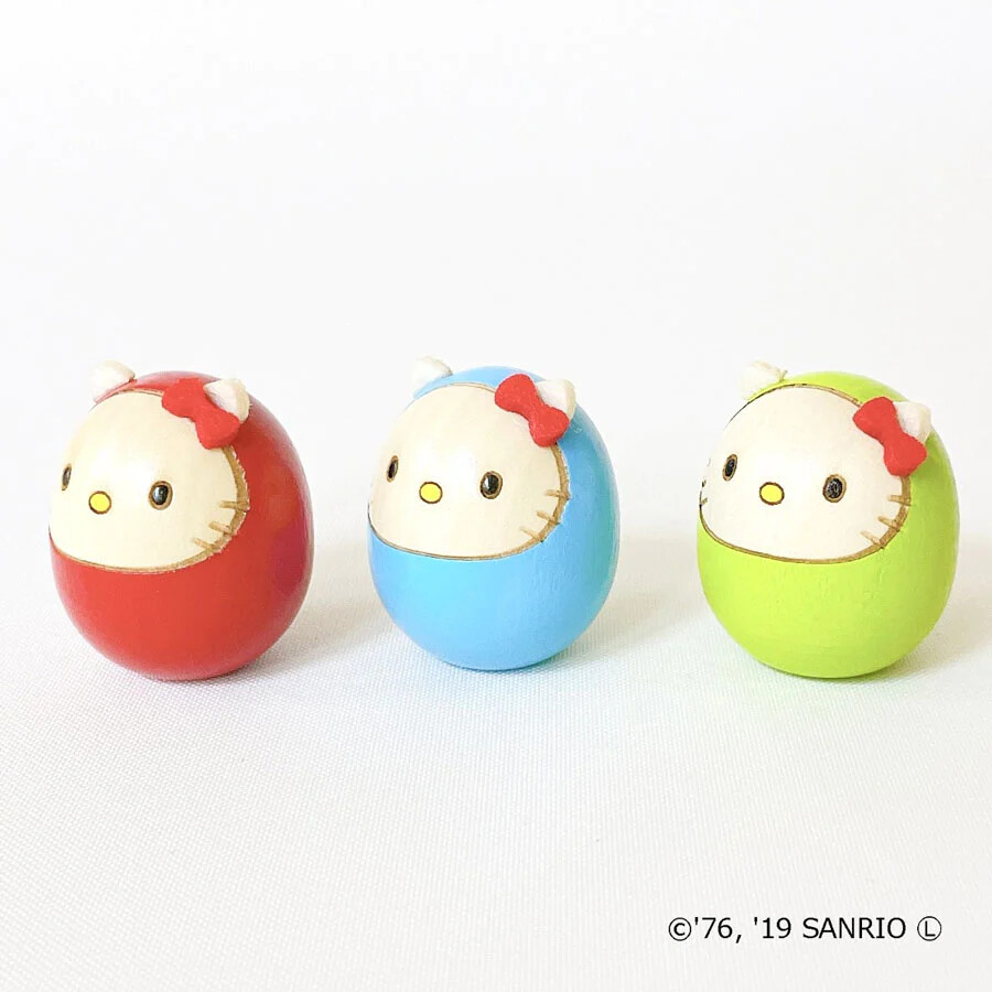Sanrio Characters - Hello Kitty - Daruma - Yellow Green (Usaburo Kokeshi) photo 5