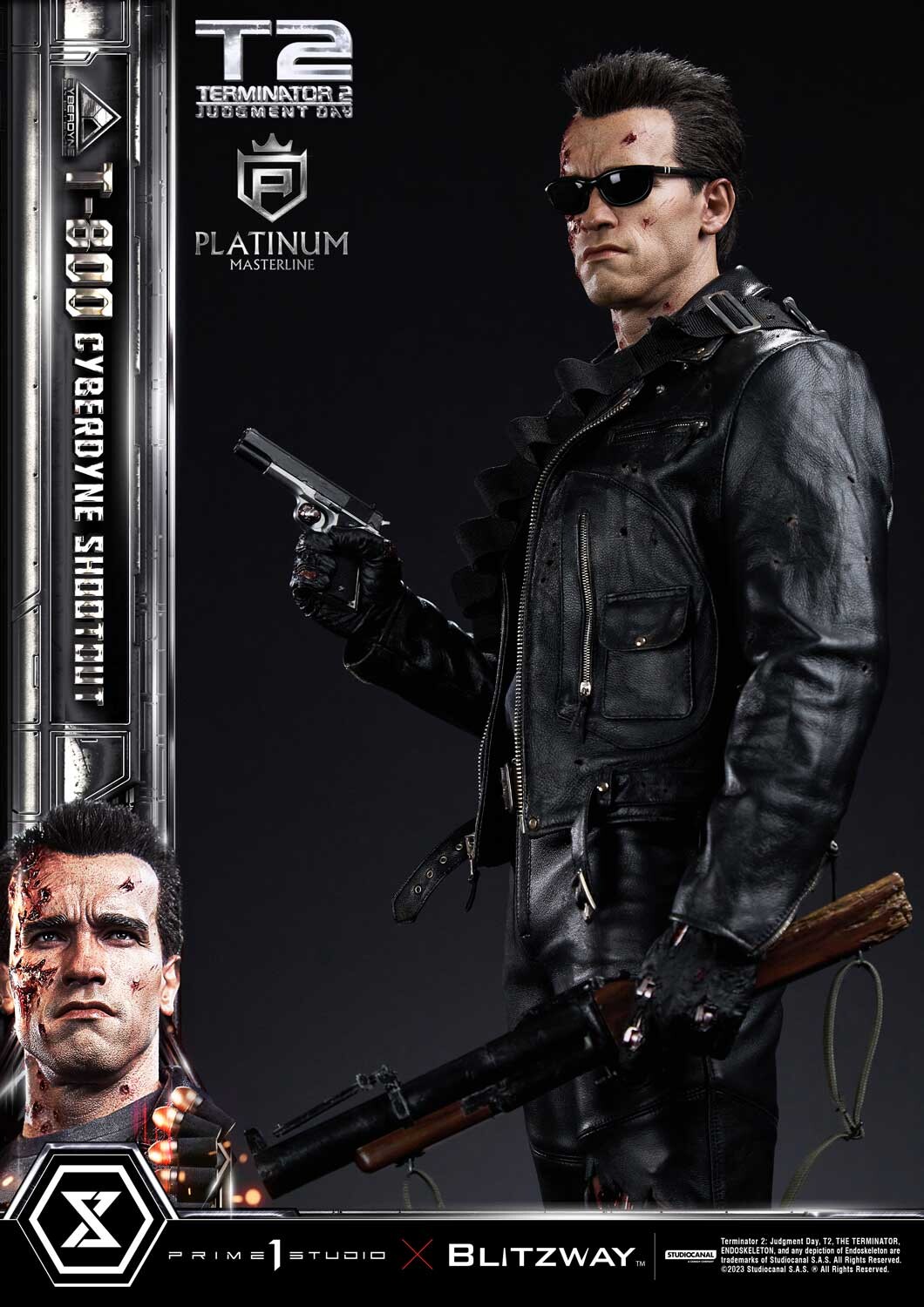 Terminator 2: Judgment Day - T-800 - Platinum Masterline  (PLMT2-01) - 1/3 - Cyberdyne Shootout (Blitzway, Prime 1 Studio)