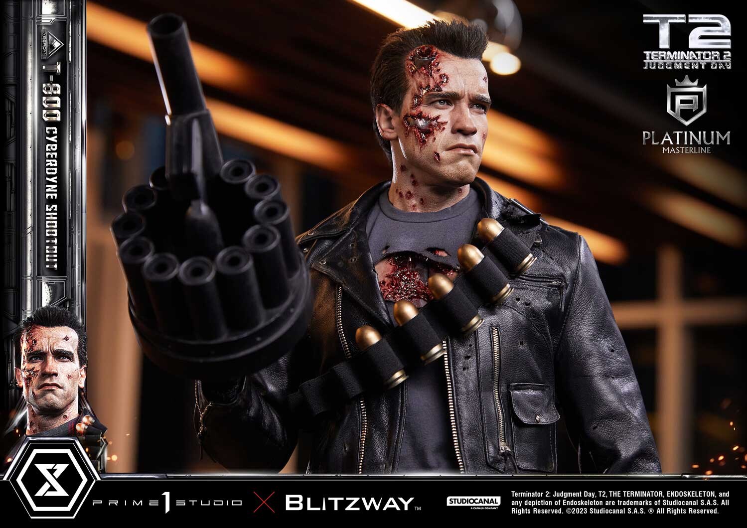 Terminator 2: Judgment Day - T-800 - Platinum Masterline  (PLMT2-01) - 1/3 - Cyberdyne Shootout (Blitzway, Prime 1 Studio) photo 2