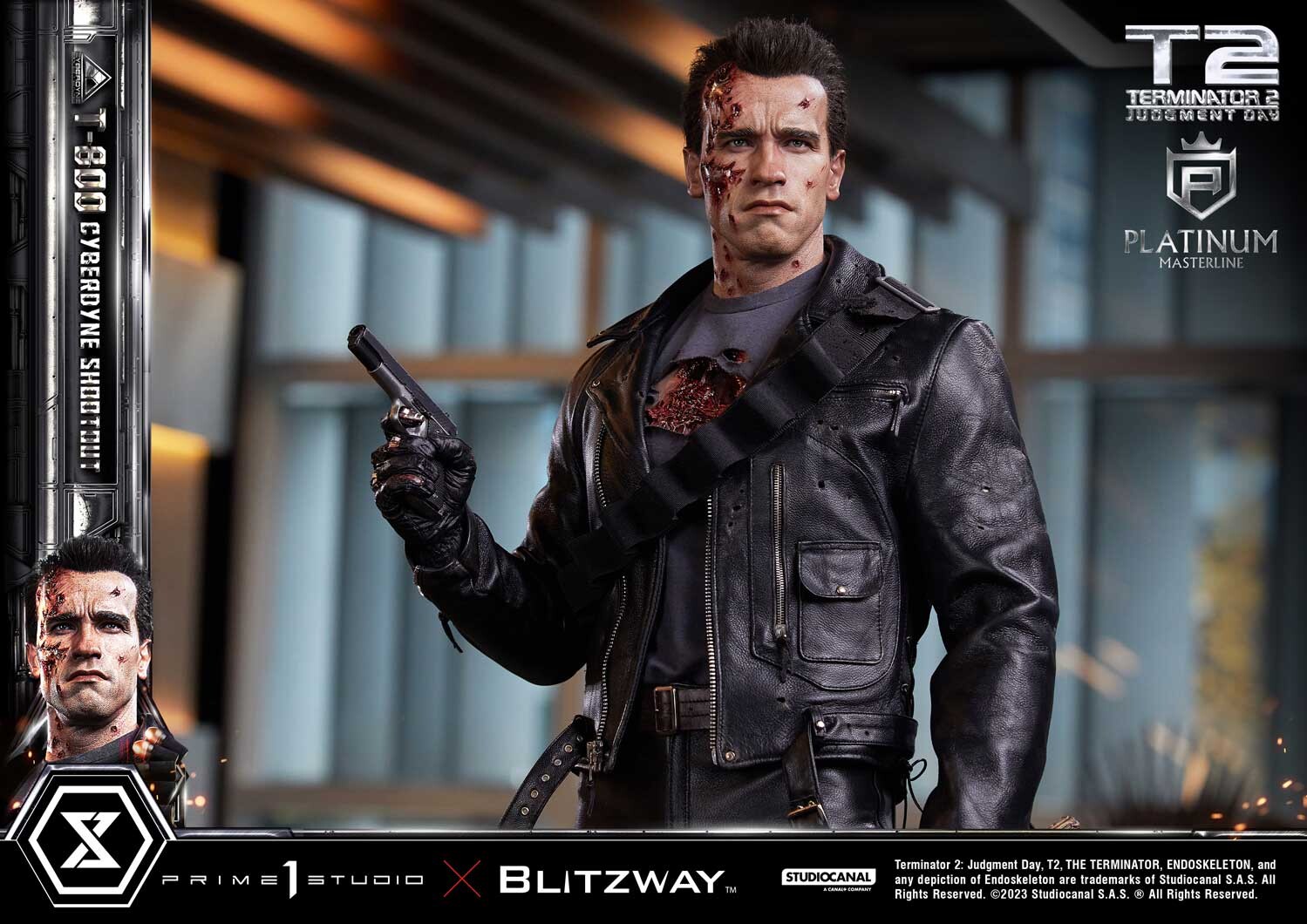 Terminator 2: Judgment Day - T-800 - Platinum Masterline  (PLMT2-01) - 1/3 - Cyberdyne Shootout (Blitzway, Prime 1 Studio) photo 3