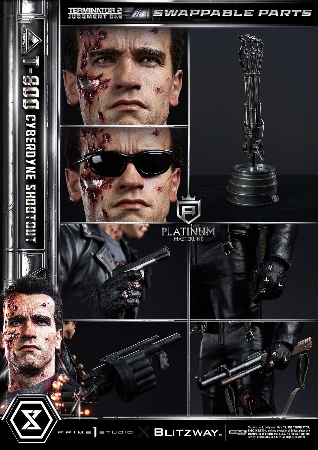 Terminator 2: Judgment Day - T-800 - Platinum Masterline  (PLMT2-01) - 1/3 - Cyberdyne Shootout (Blitzway, Prime 1 Studio) photo 5