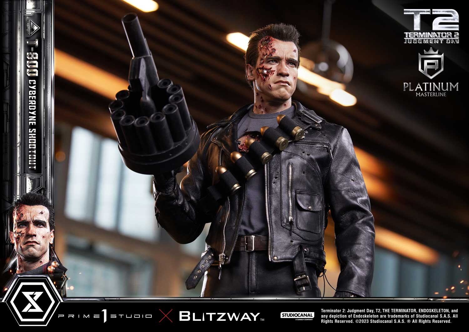 Terminator 2: Judgment Day - T-800 - Platinum Masterline  (PLMT2-01) - 1/3 - Cyberdyne Shootout (Blitzway, Prime 1 Studio) photo 11