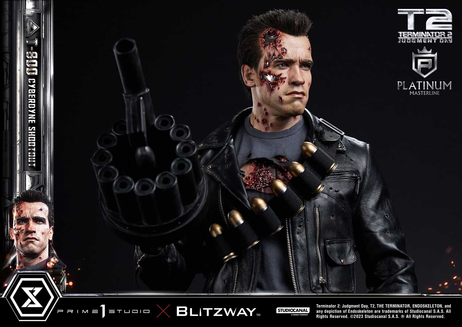Terminator 2: Judgment Day - T-800 - Platinum Masterline  (PLMT2-01) - 1/3 - Cyberdyne Shootout (Blitzway, Prime 1 Studio) photo 32