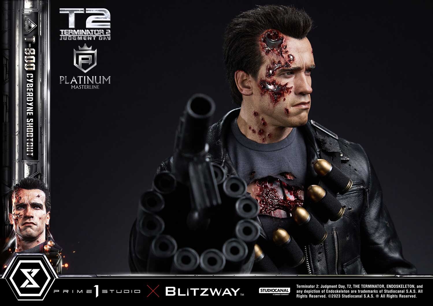 Terminator 2: Judgment Day - T-800 - Platinum Masterline  (PLMT2-01) - 1/3 - Cyberdyne Shootout (Blitzway, Prime 1 Studio) photo 33