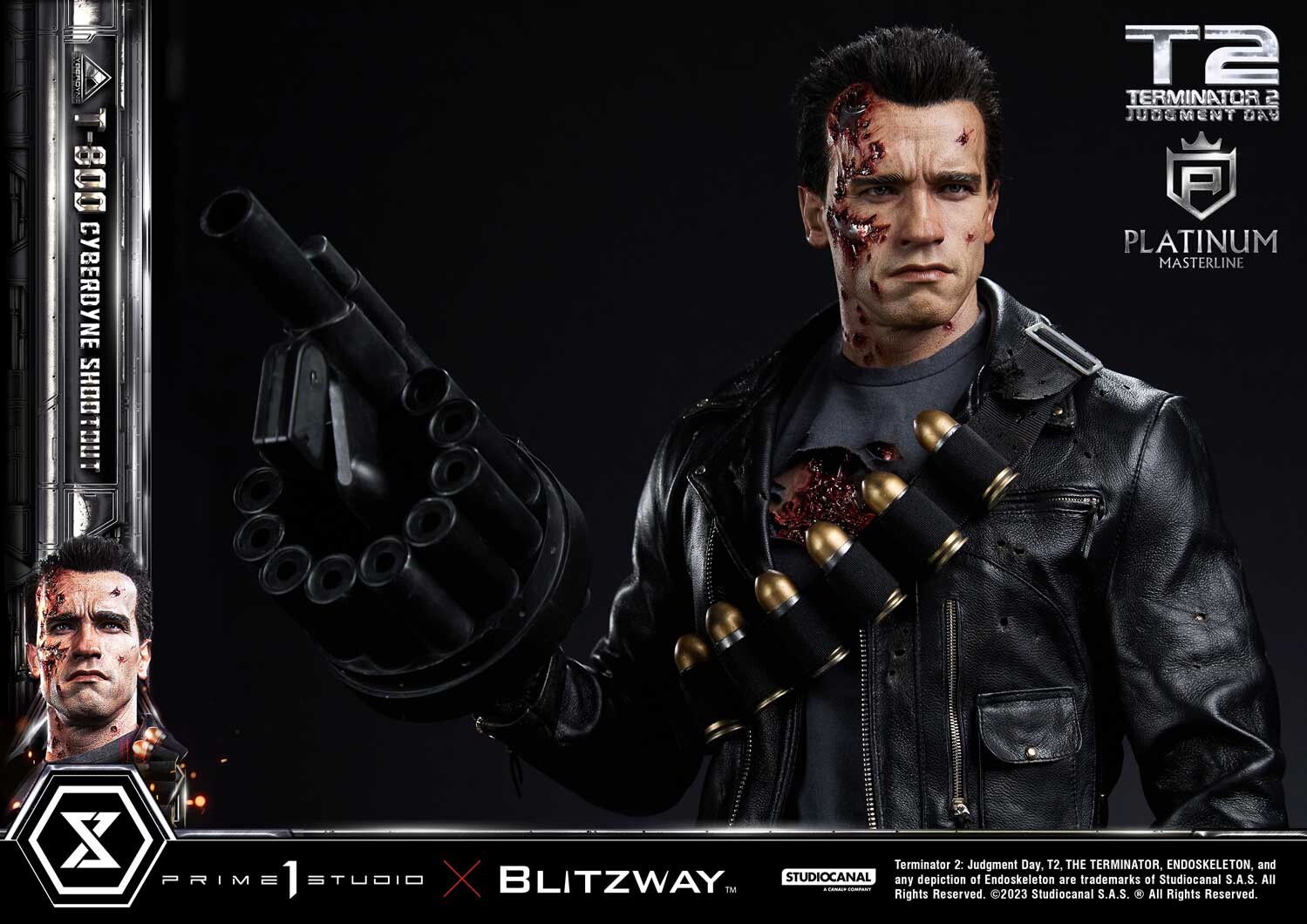 Terminator 2: Judgment Day - T-800 - Platinum Masterline  (PLMT2-01) - 1/3 - Cyberdyne Shootout (Blitzway, Prime 1 Studio) photo 35