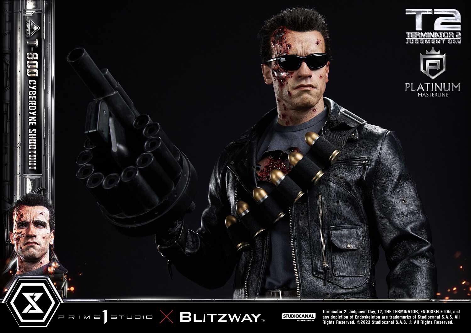 Terminator 2: Judgment Day - T-800 - Platinum Masterline  (PLMT2-01) - 1/3 - Cyberdyne Shootout (Blitzway, Prime 1 Studio) photo 36