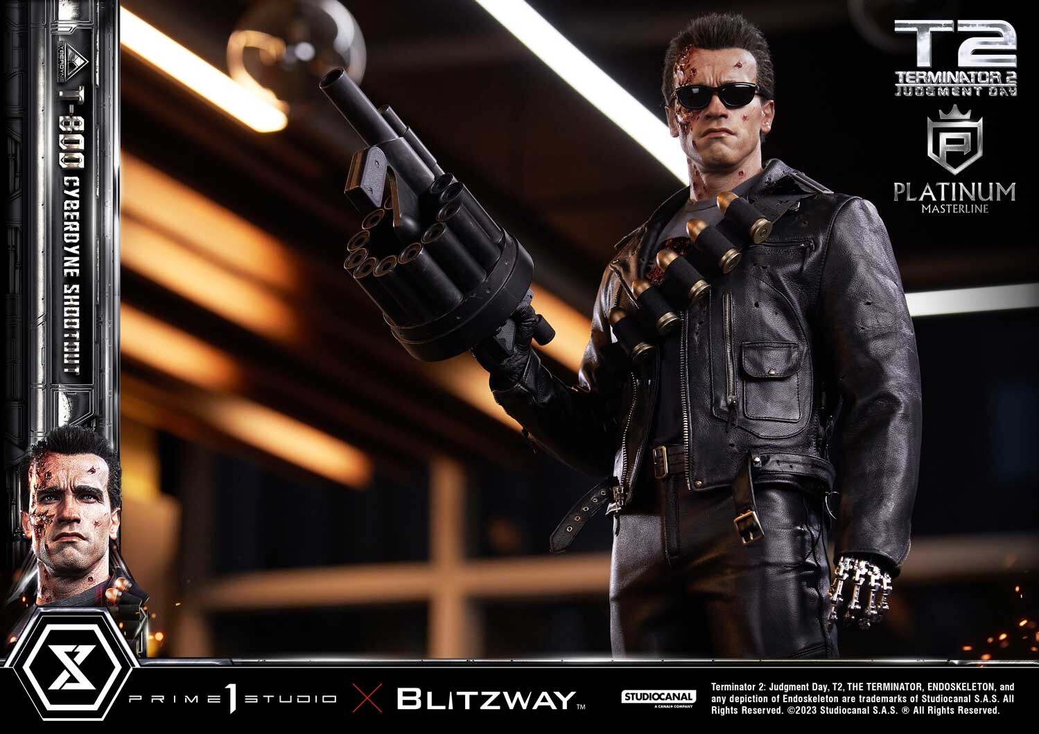 Terminator 2: Judgment Day - T-800 - Platinum Masterline  (PLMT2-01) - 1/3 - Cyberdyne Shootout (Blitzway, Prime 1 Studio) photo 38