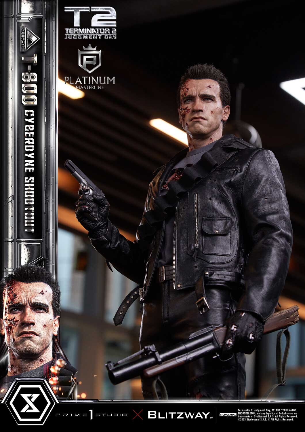 Terminator 2: Judgment Day - T-800 - Platinum Masterline  (PLMT2-01) - 1/3 - Cyberdyne Shootout (Blitzway, Prime 1 Studio) photo 57