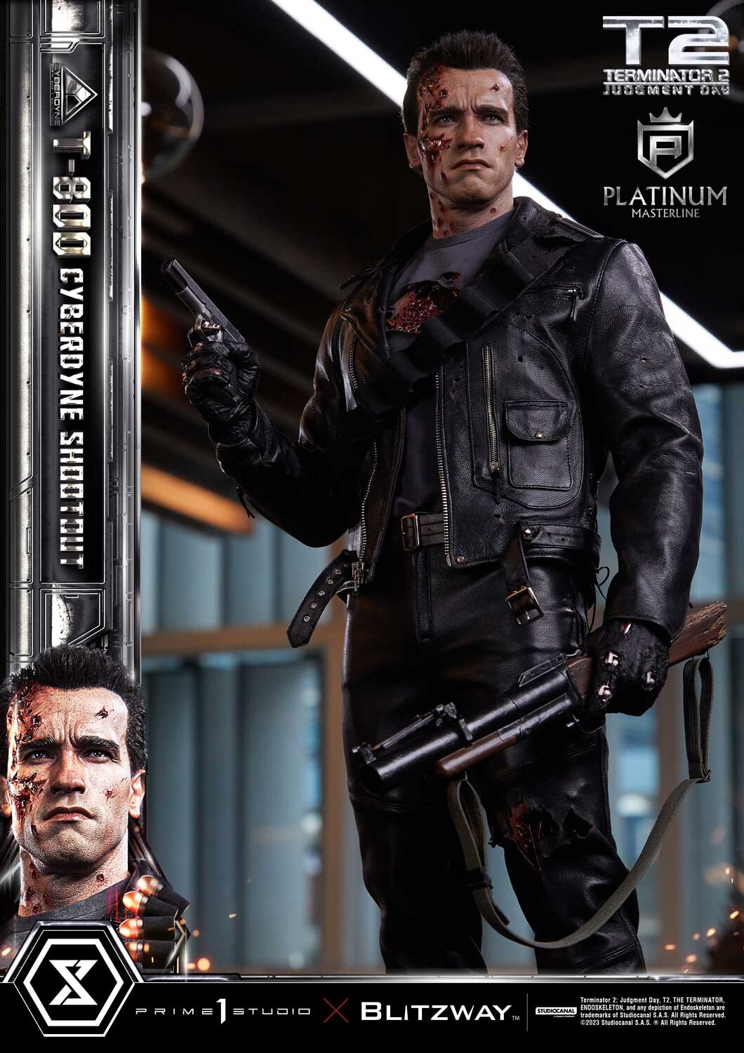 Terminator 2: Judgment Day - T-800 - Platinum Masterline  (PLMT2-01) - 1/3 - Cyberdyne Shootout (Blitzway, Prime 1 Studio) photo 59