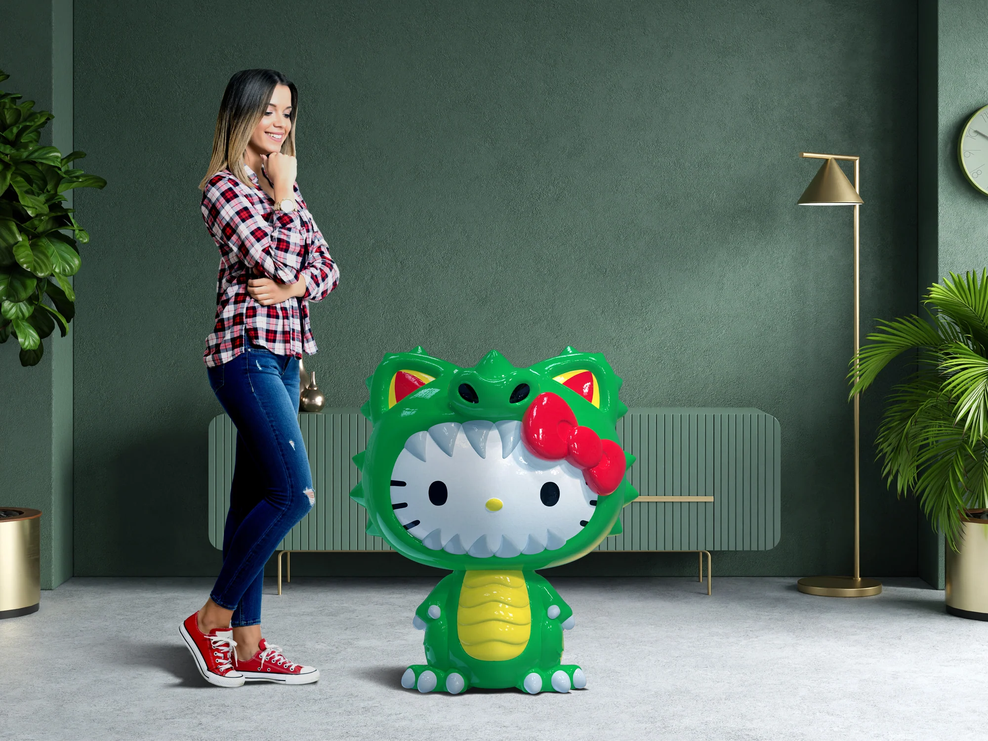 Sanrio Characters - Hello Kitty - Art Giants - kidrobot x Sanrio - Green Kaiju Monster (Kidrobot)