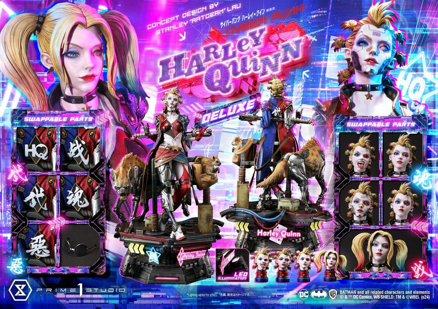 Batman - Bud - Harley Quinn - Lou - Ultimate Premium Masterline  (UPMDC-08DX) - 1/4 - Cyberpunk, DX Version (Prime 1 Studio) photo 21