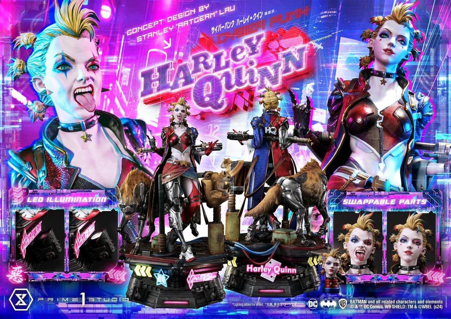 Batman - Bud - Harley Quinn - Lou - Ultimate Premium Masterline  (UPMDC-08DXS) - 1/4 - Cyberpunk, DX Bonus Version (Prime 1 Studio) photo 71