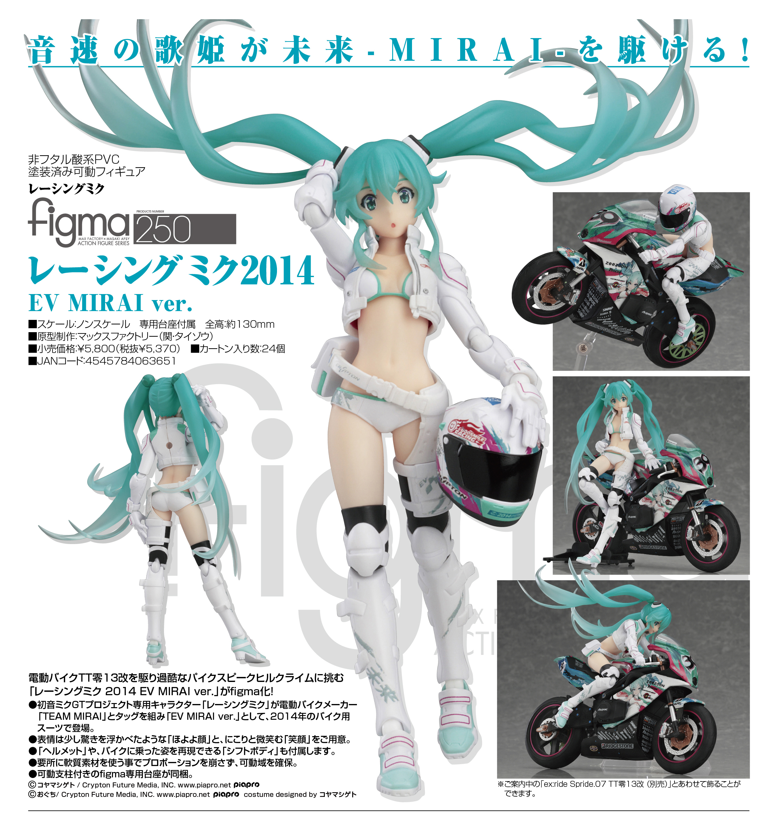 Good Smile Racing - Hatsune Miku - Figma (#250) - EV Mirai ver., Racing 2014 (Max Factory)