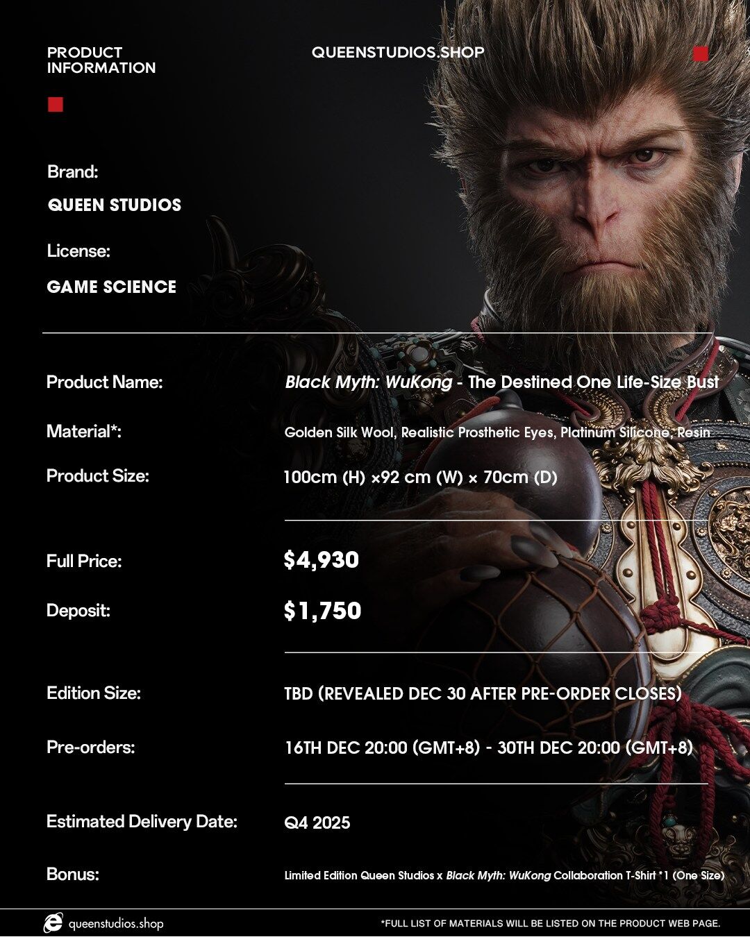 Black Myth: Wukong - Destined One - Bust - 1/1 (Queen Studios) photo 2