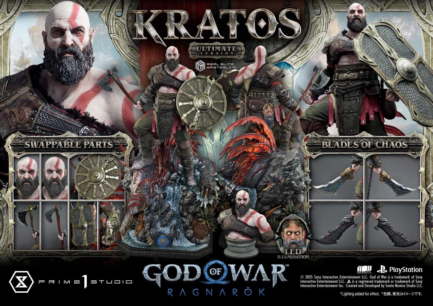 God of War Ragnarök - Dreki - Kratos - Mimir - Real Elite Masterline  (REMGOW-01UT) - 1/3 - Ultimate Version (Prime 1 Studio) photo 19