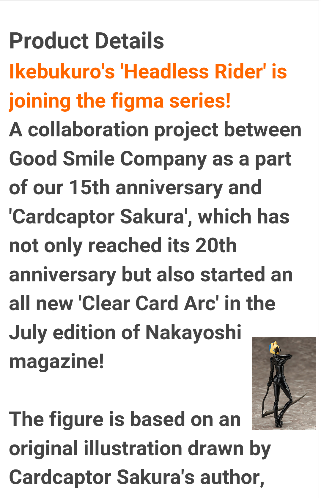 Durarara!!x2 - Celty Sturluson - Figma  (#SP-081) (FREEing) photo 2