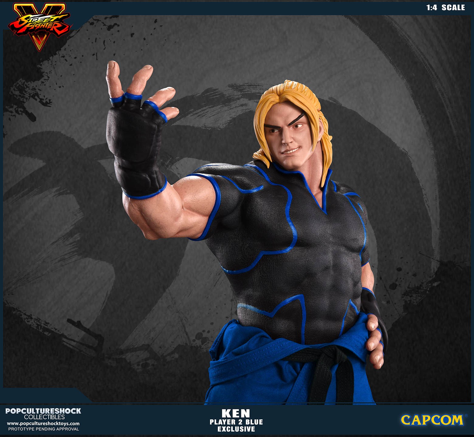 Street Fighter V - Ken Masters - Mixed Media - 1/4 - PCS Exclusive, Player 2, Blue (Premium Collectibles Studio) photo 9