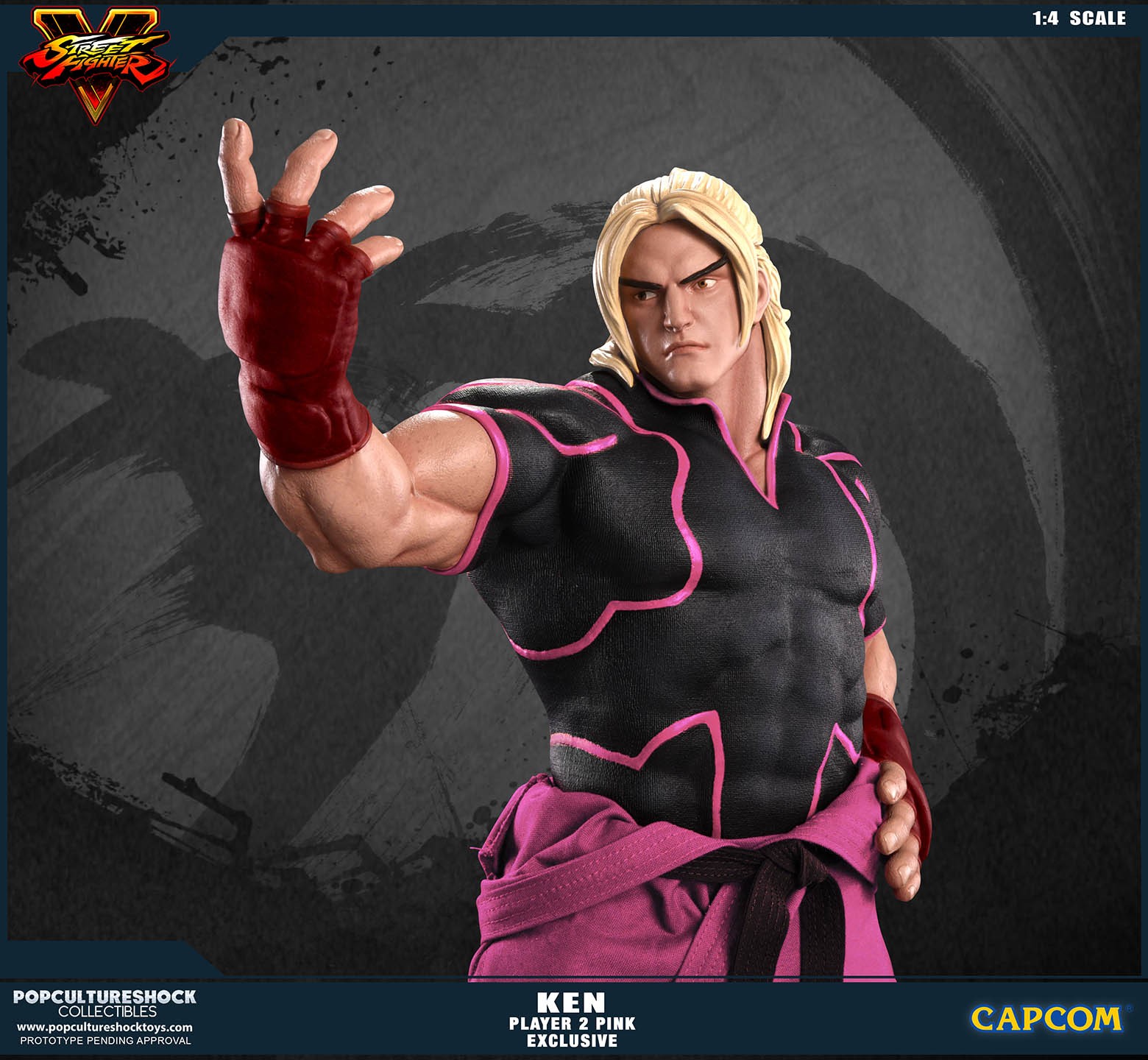 Street Fighter V - Ken Masters - Mixed Media - 1/4 - PCS Exclusive, Player 2, Pink (Premium Collectibles Studio) photo 3