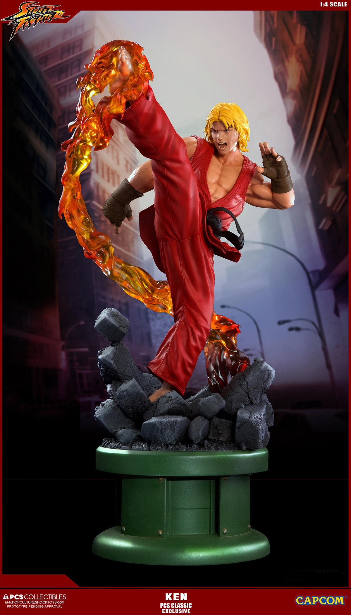 Street Fighter II - Street Fighter Zero - Ken Masters - Street Fighter Ultra - 1/4 - PCS Exclusive, Classic, w/ Dragon Flame Accessory (Premium Collectibles Studio) photo 2