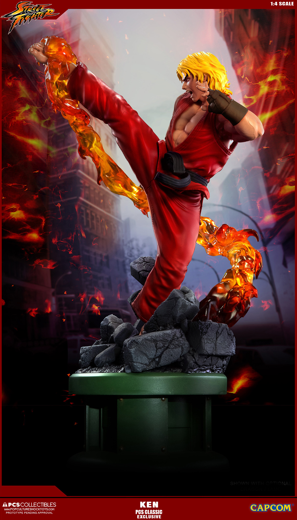 Street Fighter II - Street Fighter Zero - Ken Masters - Street Fighter Ultra - 1/4 - PCS Exclusive, Classic, w/ Dragon Flame Accessory (Premium Collectibles Studio) photo 5