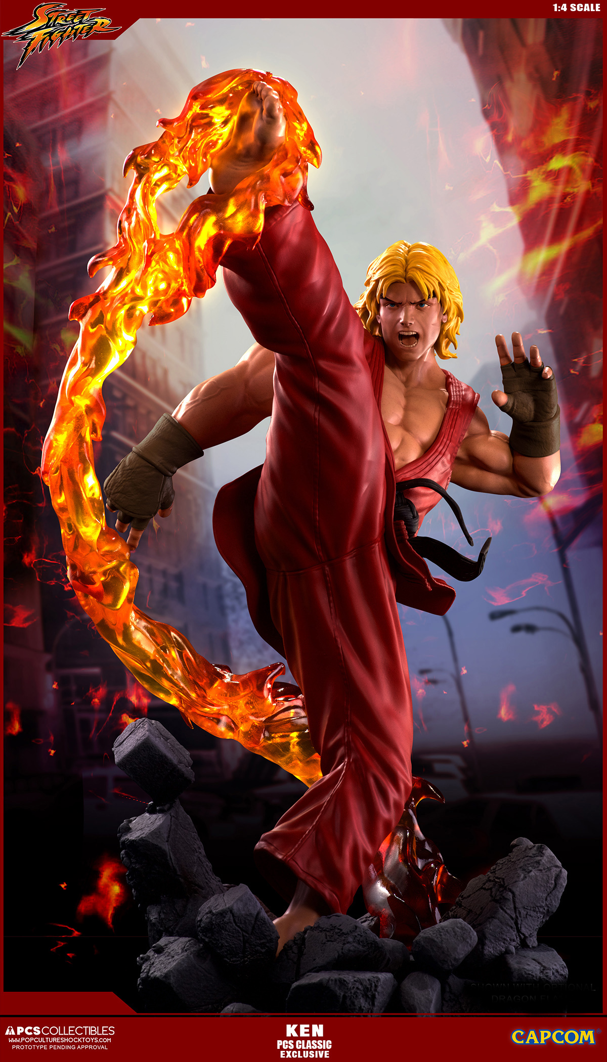 Street Fighter II - Street Fighter Zero - Ken Masters - Street Fighter Ultra - 1/4 - PCS Exclusive, Classic, w/ Dragon Flame Accessory (Premium Collectibles Studio) photo 10