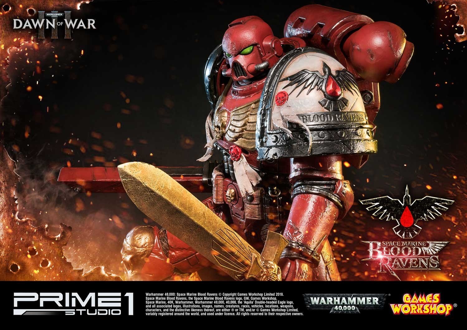 Warhammer 40,000: Dawn of War III - Space Marine Blood Raven - Premium Masterline  (PMWH40K-02) - 1/4 (Prime 1 Studio) photo 23