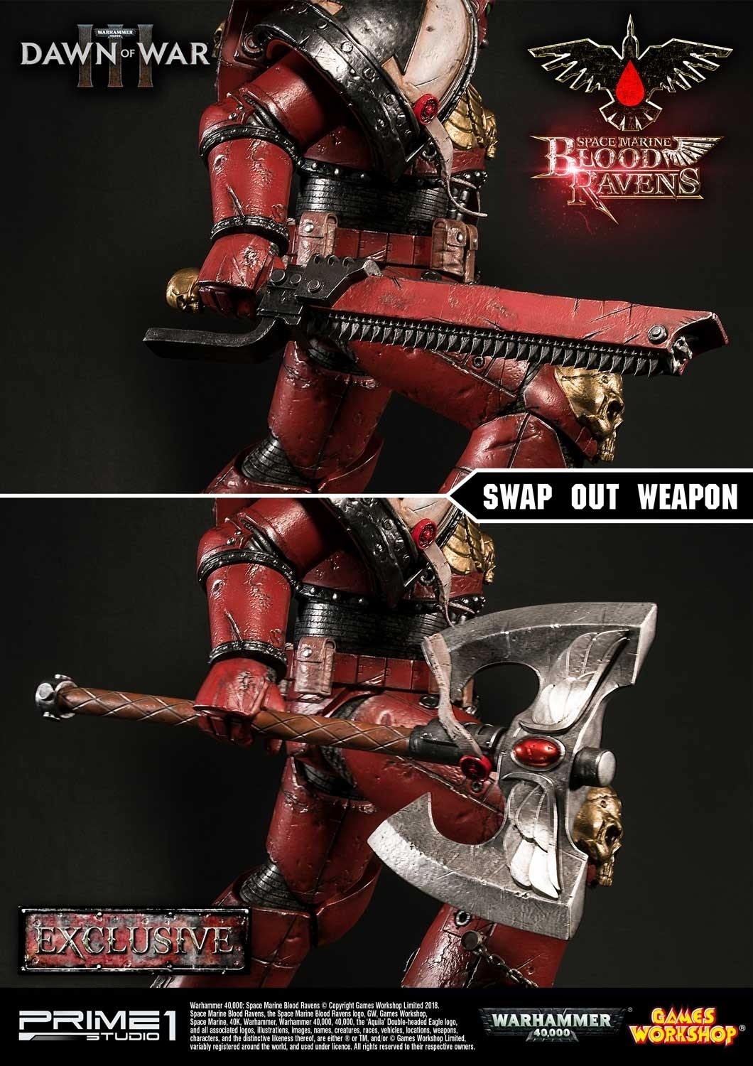 Warhammer 40,000: Dawn of War III - Space Marine Blood Raven - Premium Masterline  (PMWH40K-02) - 1/4 (Prime 1 Studio) photo 33
