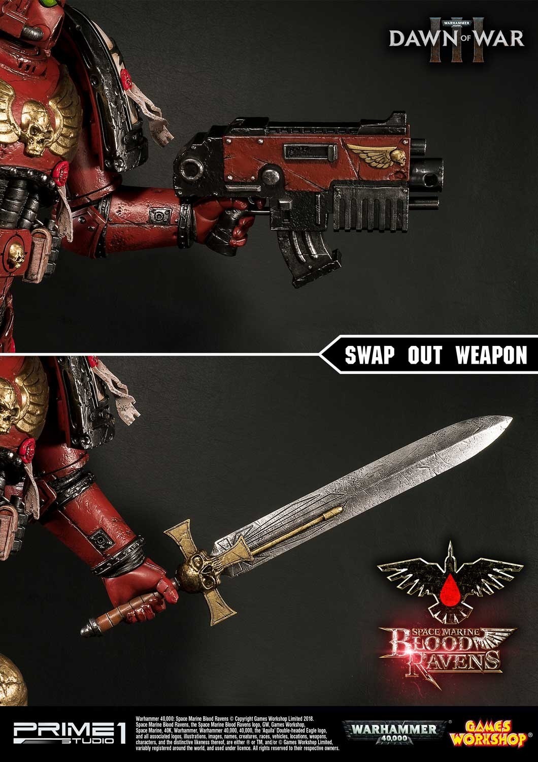 Warhammer 40,000: Dawn of War III - Space Marine Blood Raven - Premium Masterline  (PMWH40K-02) - 1/4 (Prime 1 Studio) photo 39