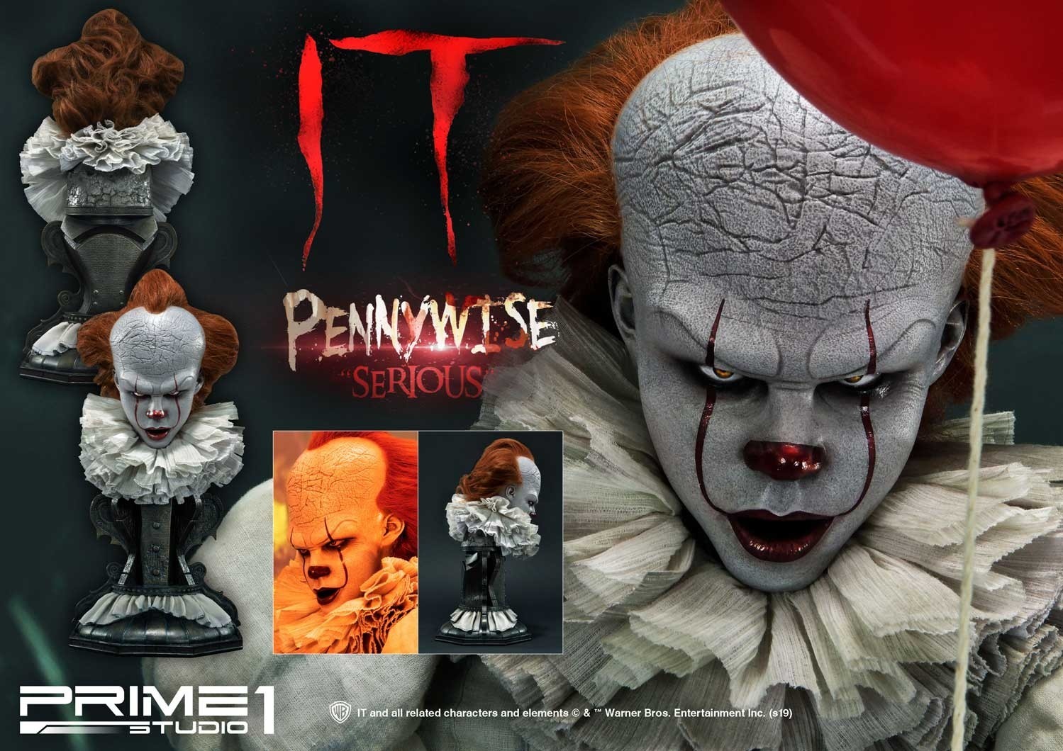 It (2017) - Pennywise - Bust - High Definition Bust (HDBIT-01) - 1/2 - Serious (Prime 1 Studio) photo 16