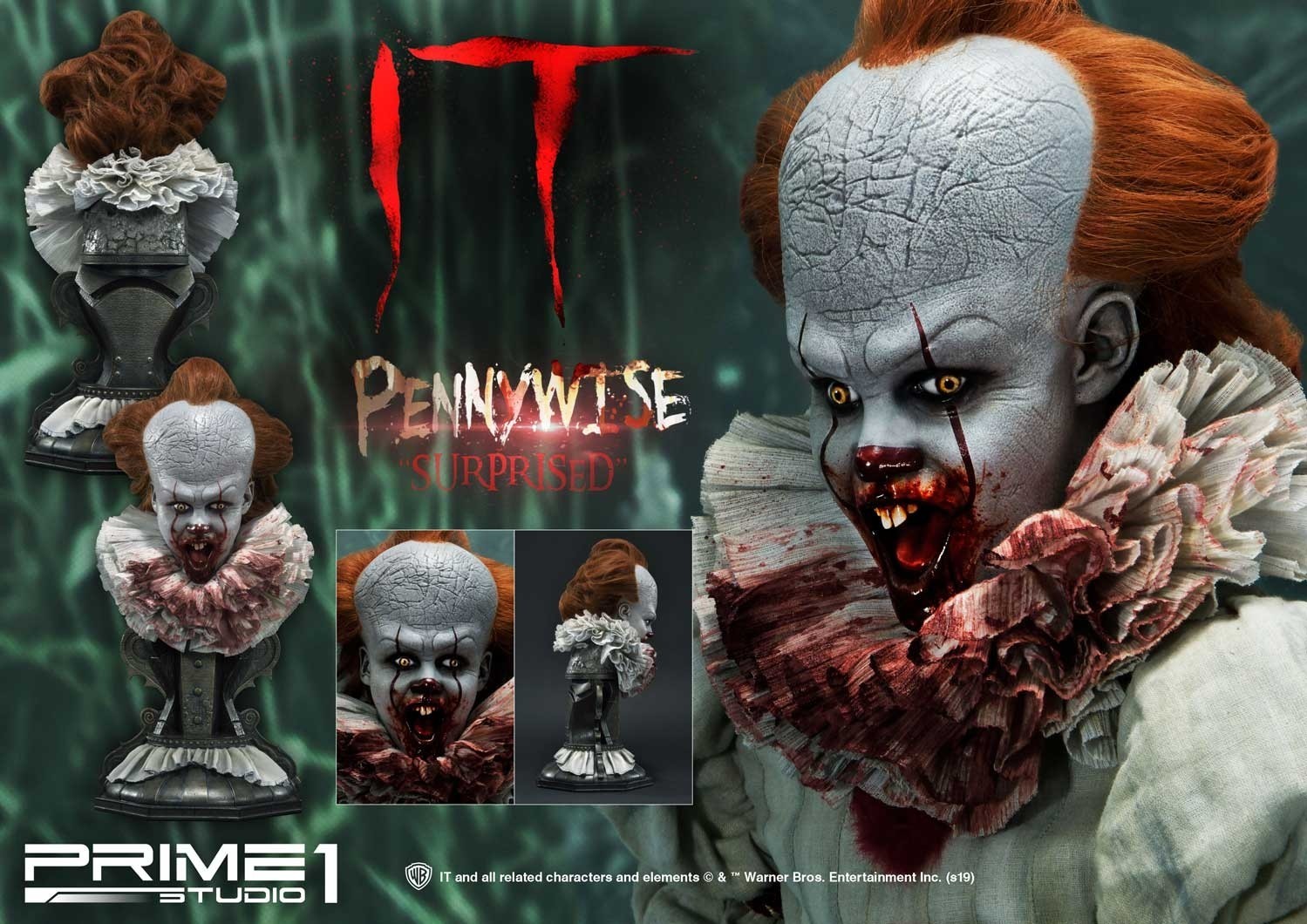 It (2017) - Pennywise - Bust - High Definition Bust (HDBIT-03) - 1/2 - Surprised (Prime 1 Studio) photo 2