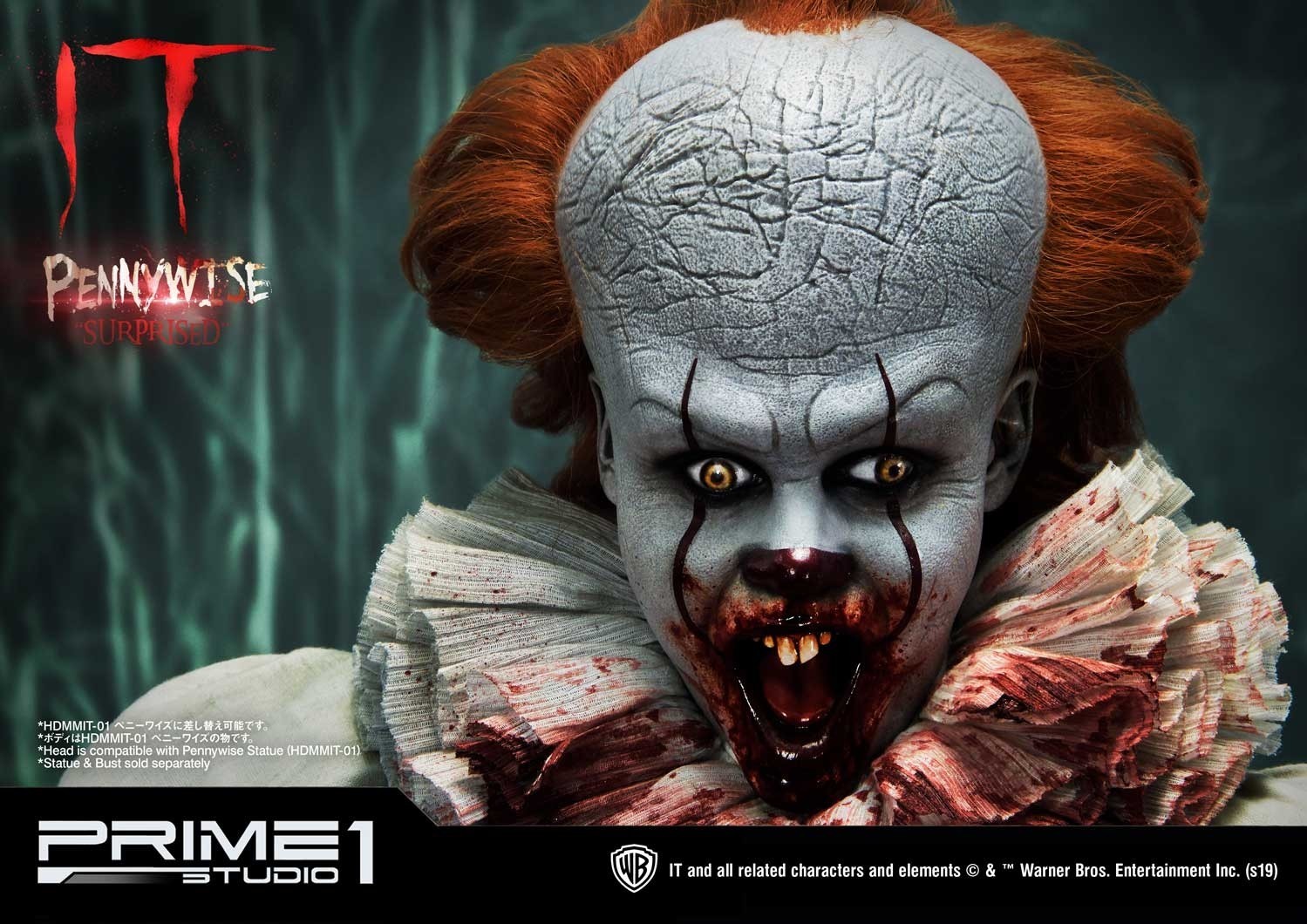 It (2017) - Pennywise - Bust - High Definition Bust (HDBIT-03) - 1/2 - Surprised (Prime 1 Studio) photo 11