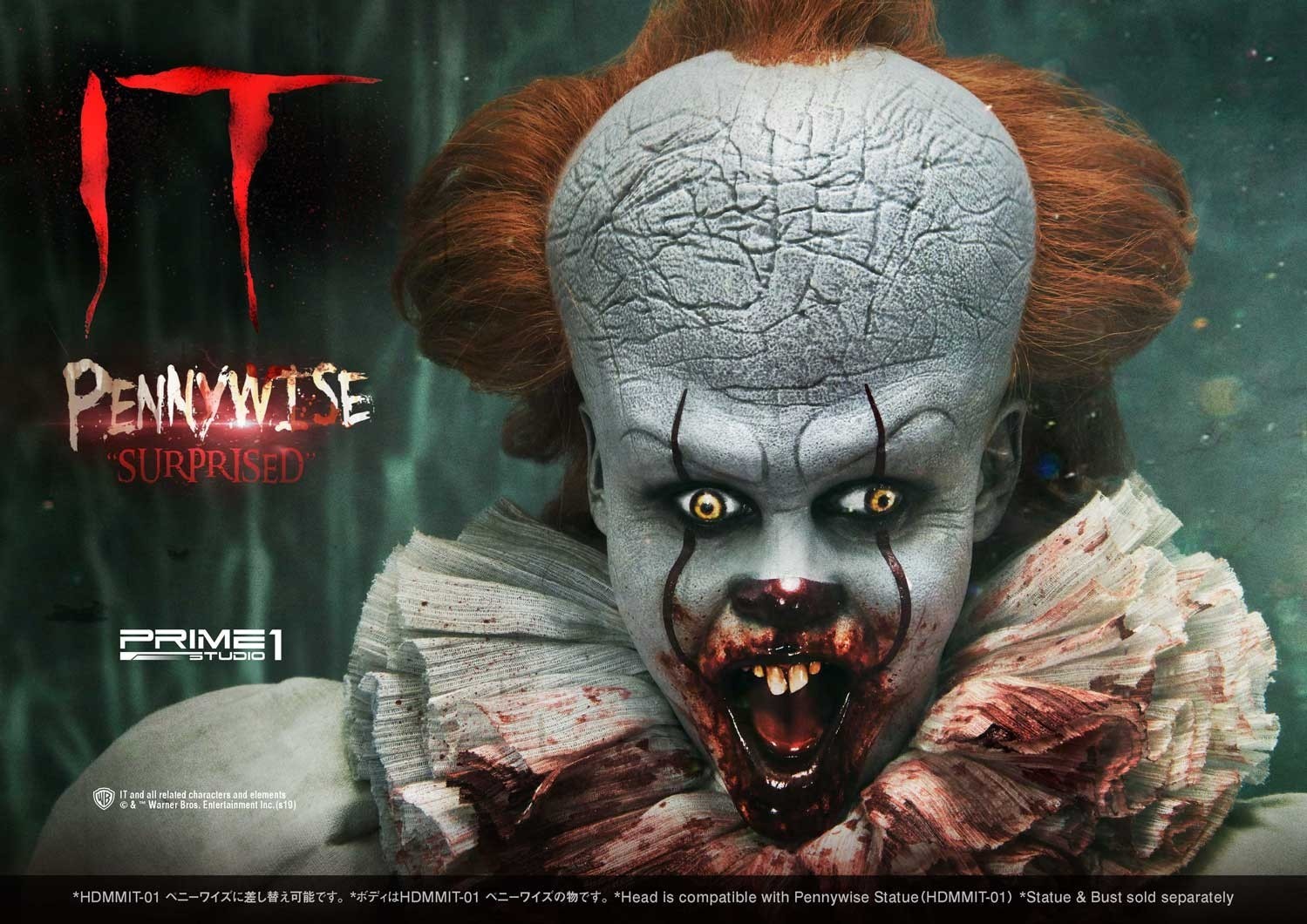 It (2017) - Pennywise - Bust - High Definition Bust (HDBIT-03) - 1/2 - Surprised (Prime 1 Studio) photo 16